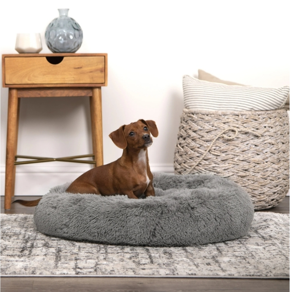 Cozy Round Gray Dog Bed